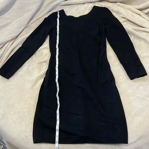Banana Republic Black Fitted Long Sleeve Dress with Deep Cut Back & Gold Zipper